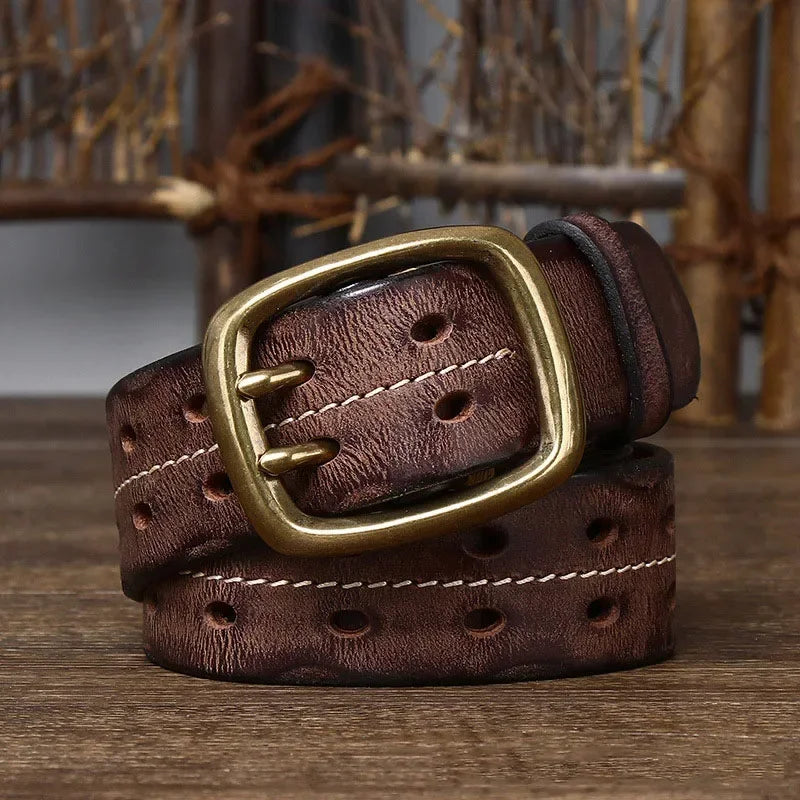 Premium Cowhide Leather Belt for Men Coffee
