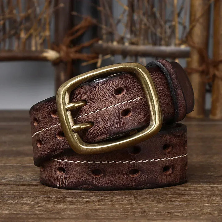 Premium Cowhide Leather Belt for Men Coffee