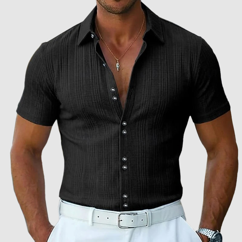 Preston | Men's Knit Button-Front Polo Shirt-MODAUTLET