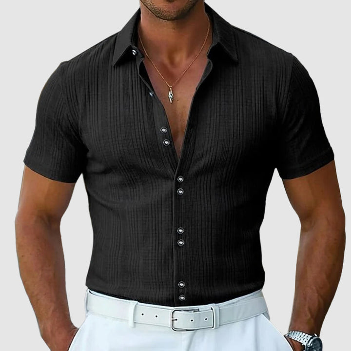 Preston | Men's Knit Button-Front Polo Shirt-MODAUTLET