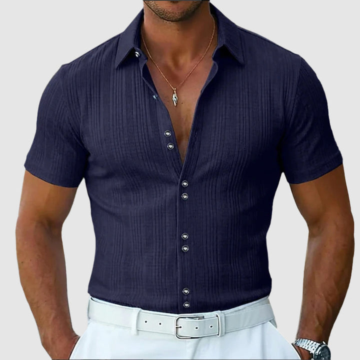 Preston | Men's Knit Button-Front Polo Shirt-MODAUTLET