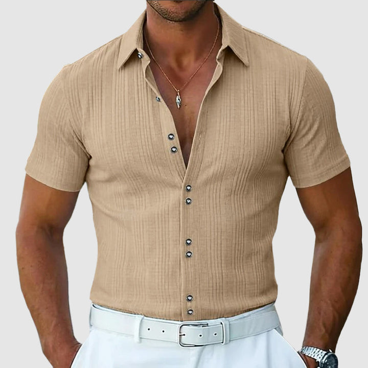 Preston | Men's Knit Button-Front Polo Shirt-MODAUTLET