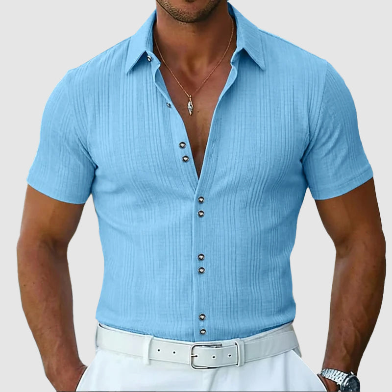Preston | Men's Knit Button-Front Polo Shirt-MODAUTLET