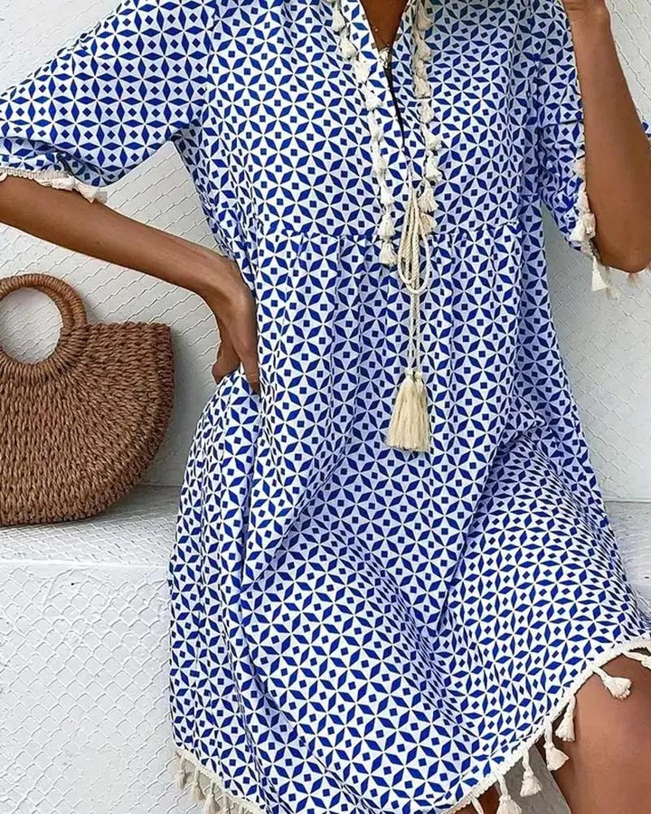 Women's Stylish Printed Mini Dress – Comfortable Summer Fashion-MODAUTLET