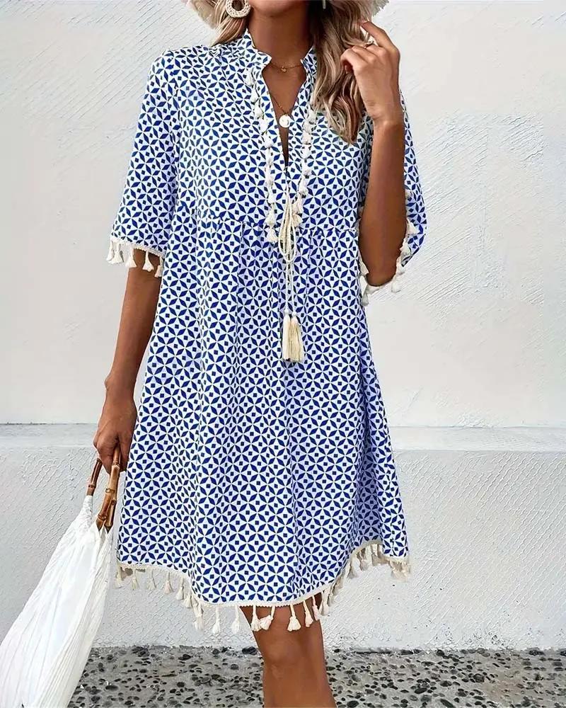 Women's Stylish Printed Mini Dress – Comfortable Summer Fashion-MODAUTLET