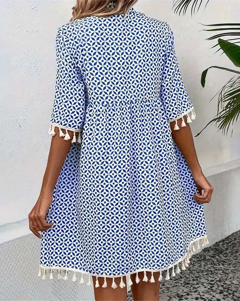 Women's Stylish Printed Mini Dress – Comfortable Summer Fashion-MODAUTLET