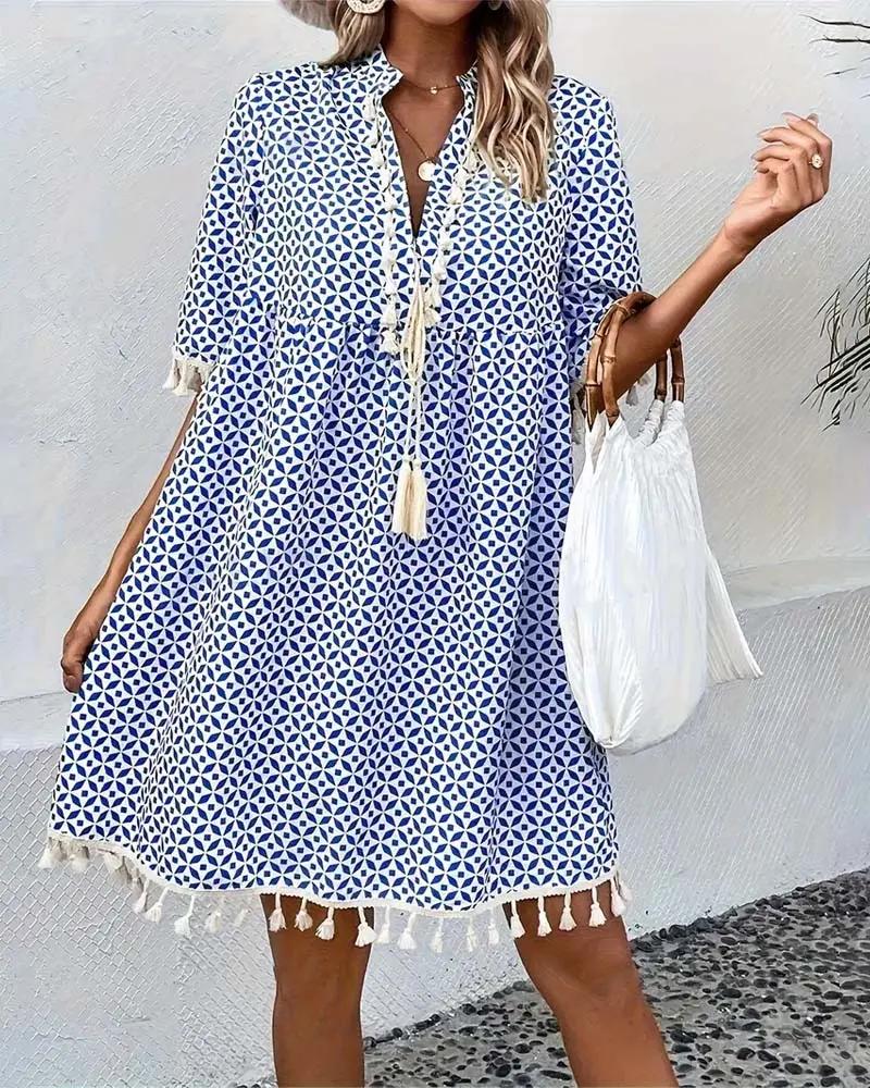 Women's Stylish Printed Mini Dress – Comfortable Summer Fashion-MODAUTLET