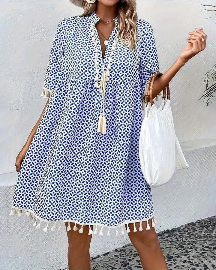 Women's Stylish Printed Mini Dress – Comfortable Summer Fashion-MODAUTLET