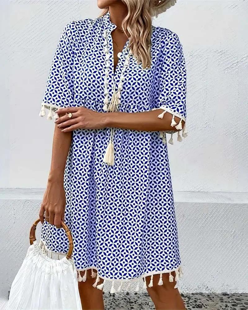 Women's Stylish Printed Mini Dress – Comfortable Summer Fashion-MODAUTLET