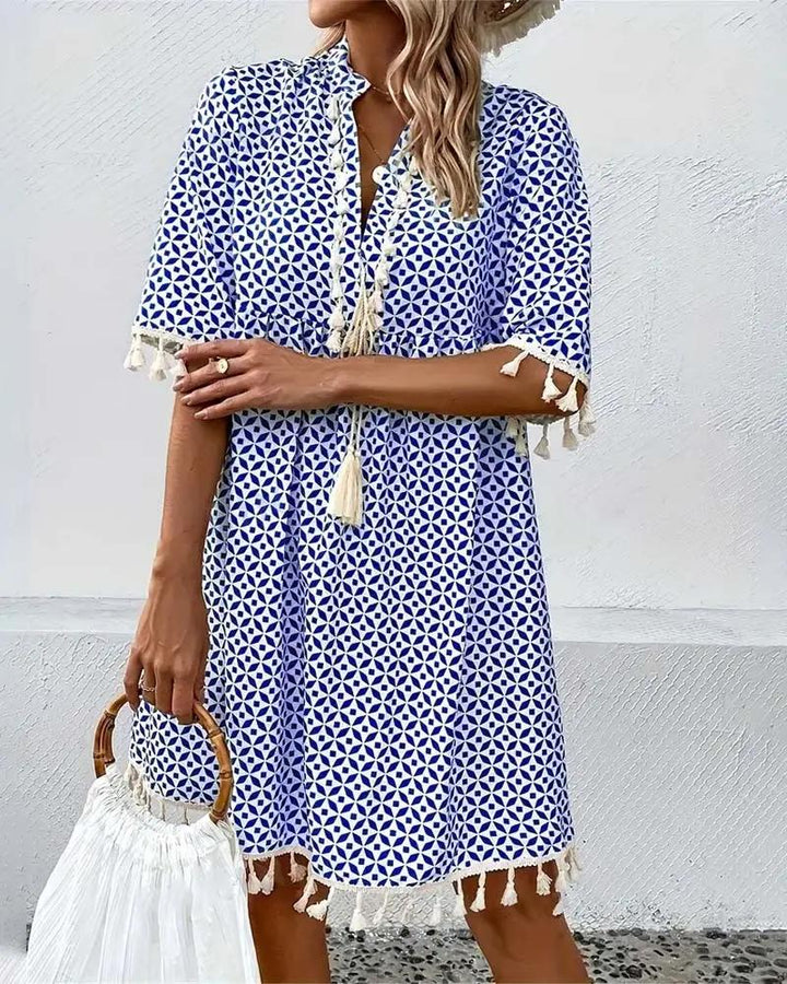 Women's Stylish Printed Mini Dress – Comfortable Summer Fashion-MODAUTLET