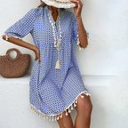 Women's Stylish Printed Mini Dress – Comfortable Summer Fashion Blue