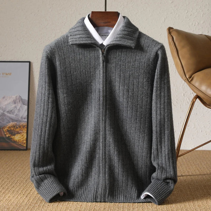 Pure Wool Cardigan - Cozy & Stylish Dark Gray