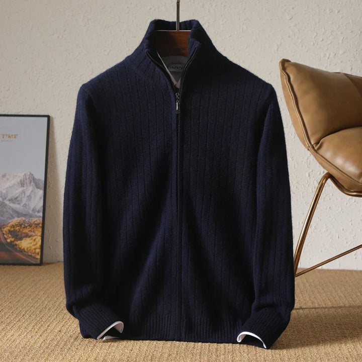 Pure Wool Cardigan - Cozy & Stylish Dark Blue
