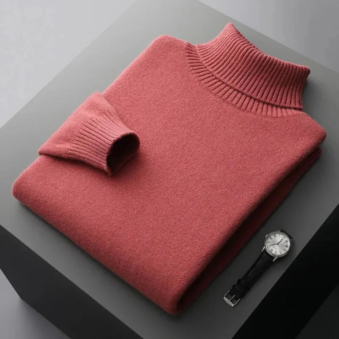 Pure Wool Turtleneck Sweater for Ultimate Comfort Red
