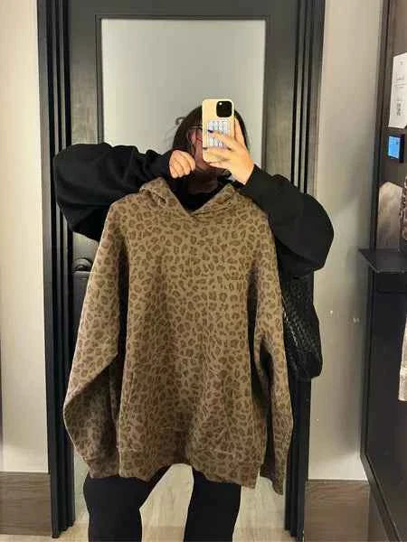 Leopard Print Hoodie For Unisex Casual Streetwear Style