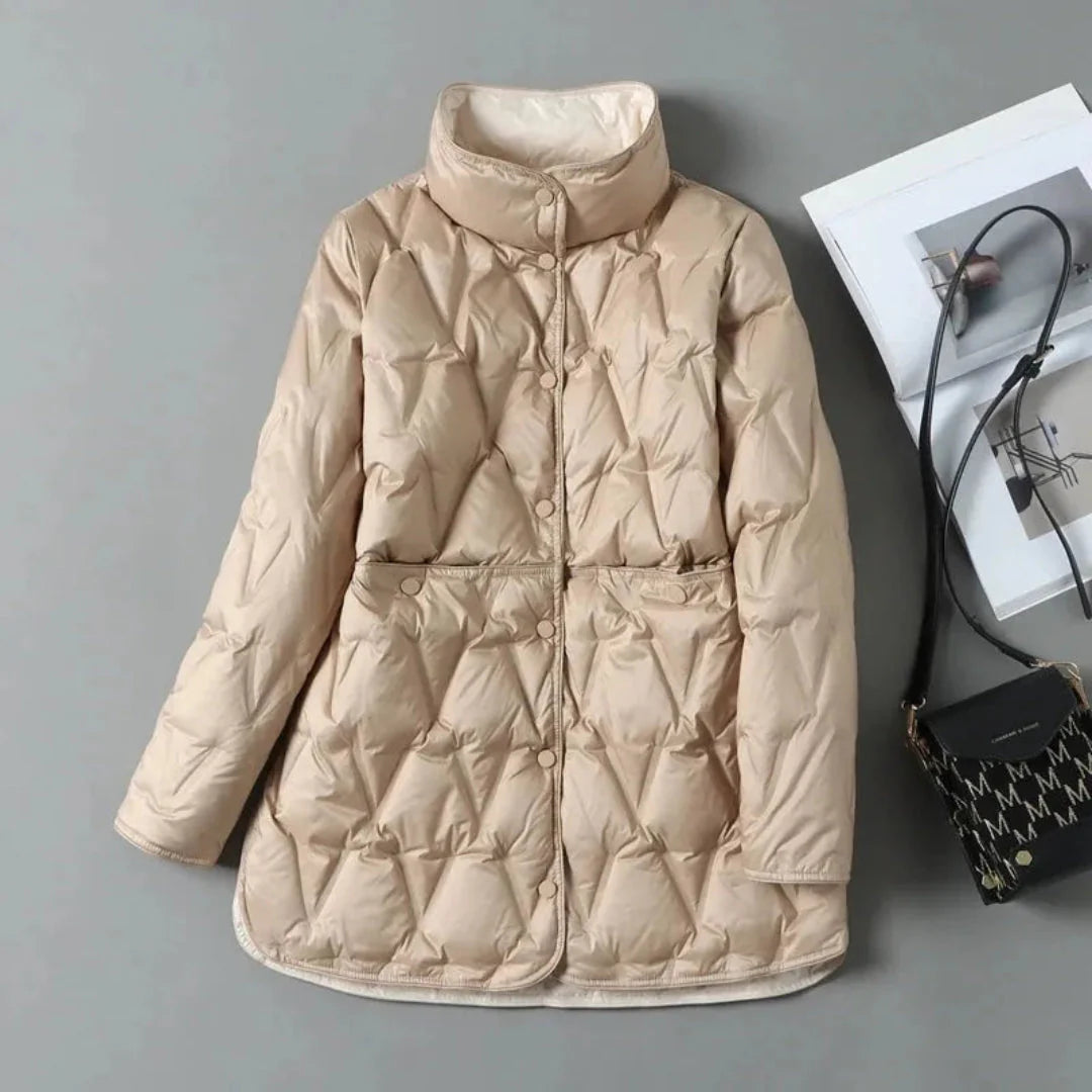Quilted Down Jacket for Ultimate Warmth Khaki