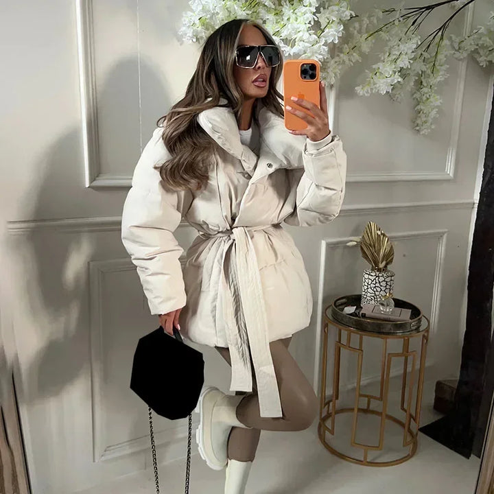 Quilted Jacket For Women Warm Lightweight Winter Outerwear Beige