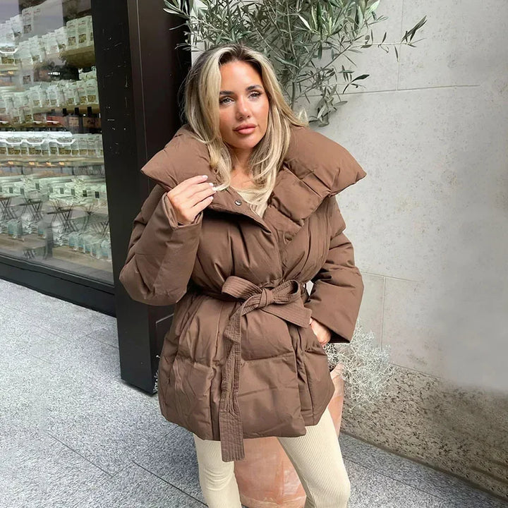 Quilted Jacket For Women Warm Lightweight Winter Outerwear Brown