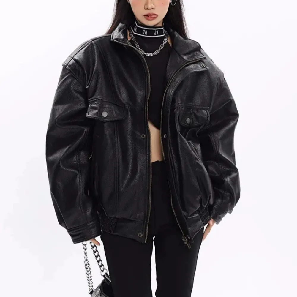 Quilted Lining Leather Jacket for Women