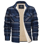 Men's Fleece-Lined Plaid Shirt Jacket Blue-Gray
