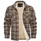 Men's Fleece-Lined Plaid Shirt Jacket Khaki