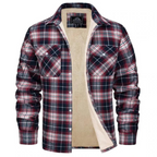 Men's Fleece-Lined Plaid Shirt Jacket Red