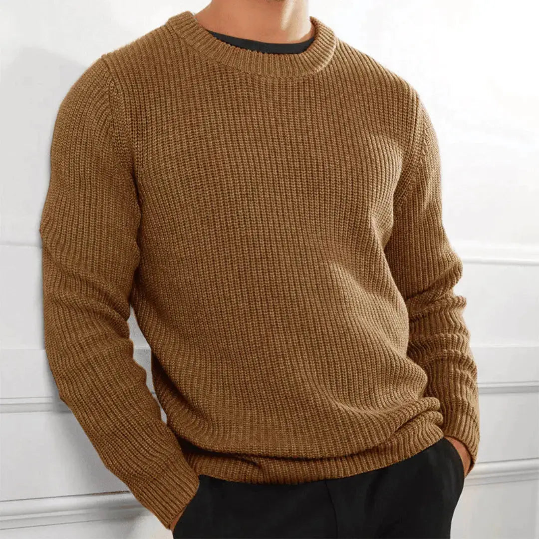 Classic Crewneck Sweater for Men Brown