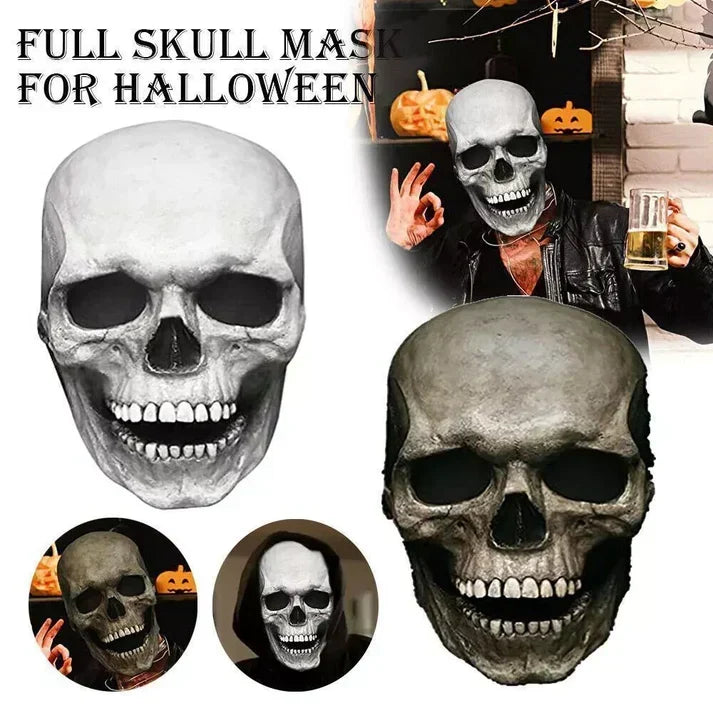 Halloweens realistiske kraniemasker med bevægelig kæbe og knogledetaljer