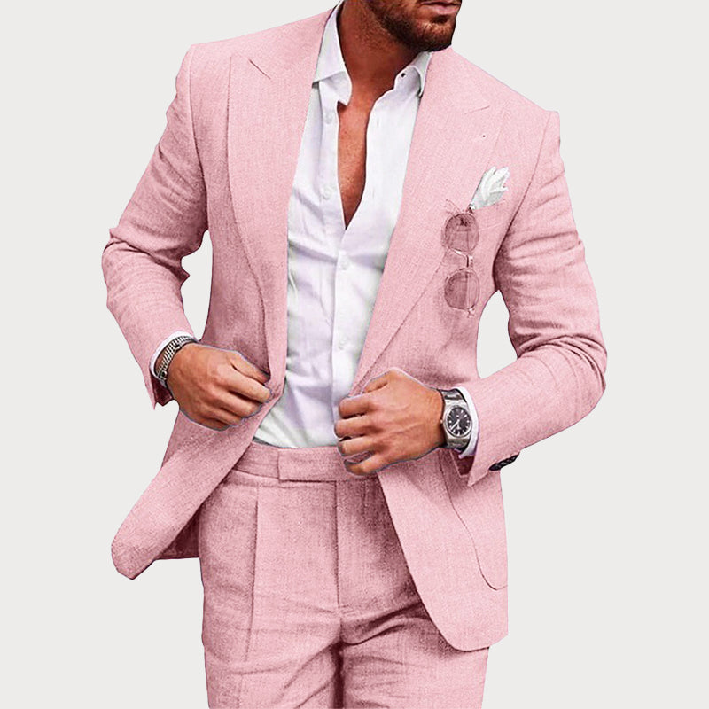 Reid | Men's Linen Wedding Two-Piece Suit Ensemble-MODAUTLET