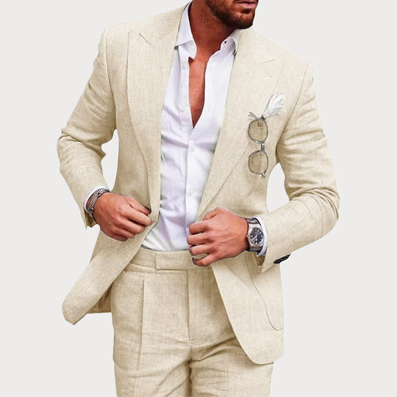 Reid | Men's Linen Wedding Two-Piece Suit Ensemble-MODAUTLET