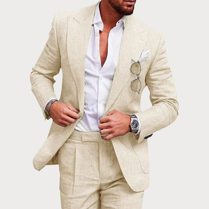 Reid | Men's Linen Wedding Two-Piece Suit Ensemble-MODAUTLET