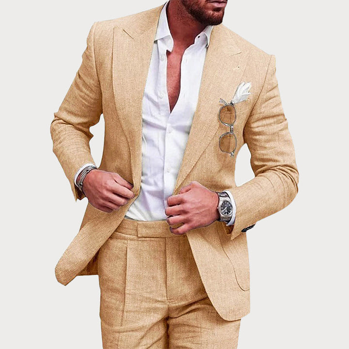 Reid | Men's Linen Wedding Two-Piece Suit Ensemble-MODAUTLET