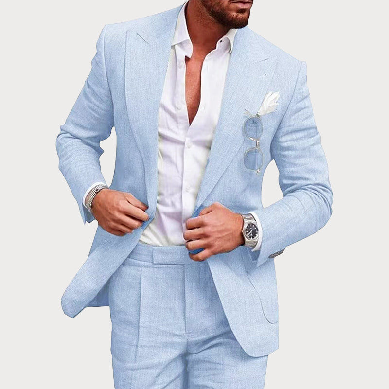 Reid | Men's Linen Wedding Two-Piece Suit Ensemble-MODAUTLET