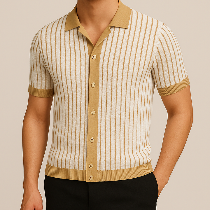 Men's Textured Knit Polo - Monaco Style-MODAUTLET