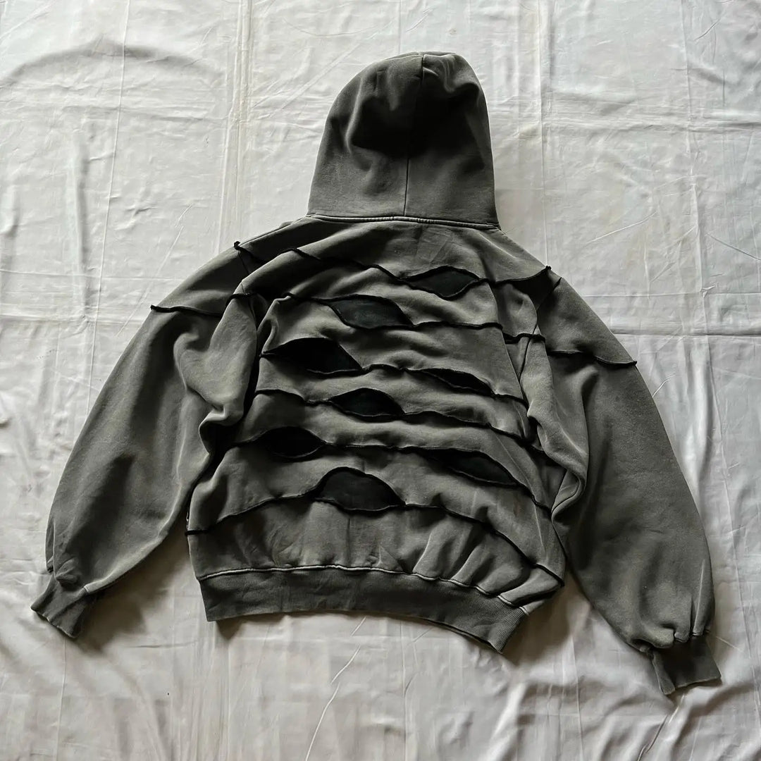 Retro Patchwork Hoodie With Geometric Streetwear Vibes