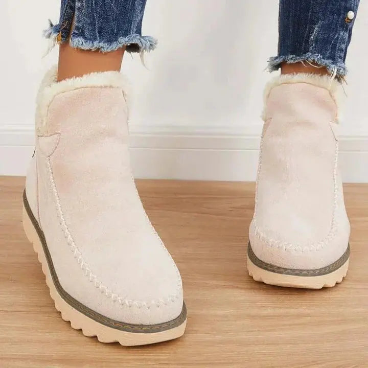 Women's Cozy Retro Thick-Soled Snow Boots – Stylish Comfort Beige