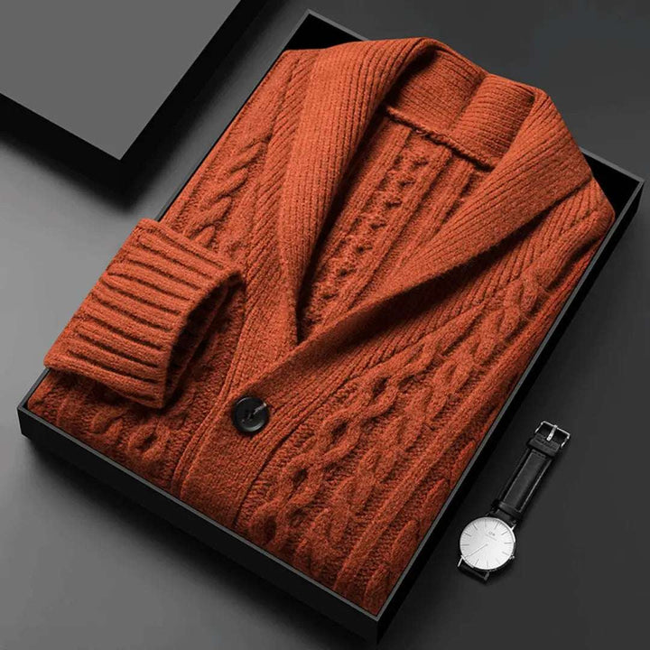 Reverie Jacquard Knit Cardigan Orange Automatically Applied (Valid Today Only)
