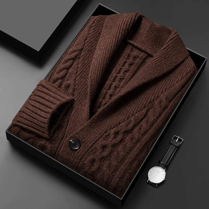 Reverie Jacquard Knit Cardigan Dark Brown Automatically Applied (Valid Today Only)