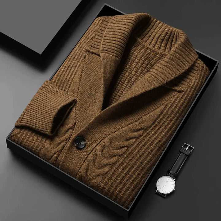 Reverie Jacquard Knit Cardigan Brown Automatically Applied (Valid Today Only)