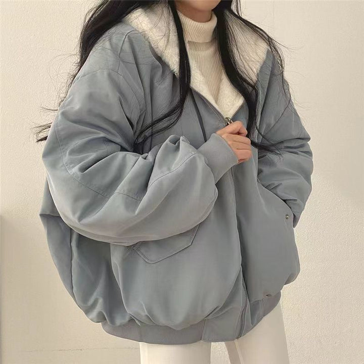 Reversible Hooded Jacket With Pockets For Women Everyday Blue