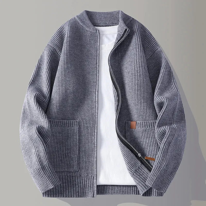 Ribbed Knit Jacket for Stylish Comfort Gray
