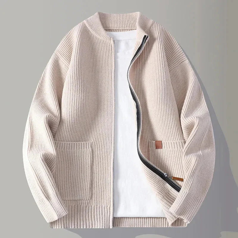 Ribbed Knit Jacket for Stylish Comfort Beige