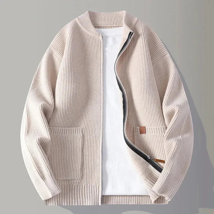 Ribbed Knit Jacket for Stylish Comfort Beige
