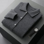 Button-Up Wool Cardigan for Women Dark Gray