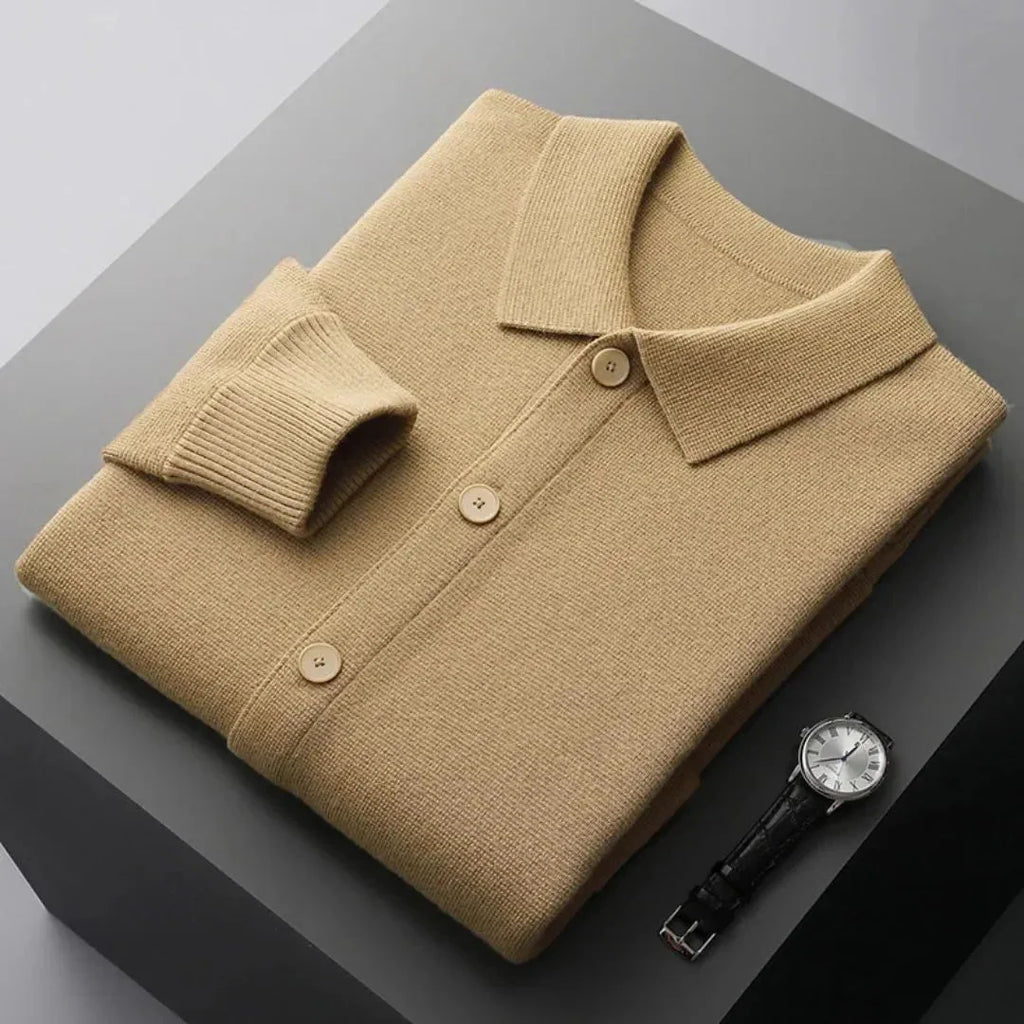 Button-Up Wool Cardigan for Women Beige