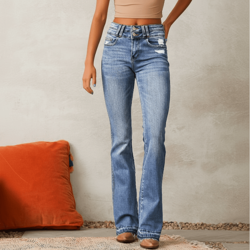 Jean déchiré coupe bootcut pour femme