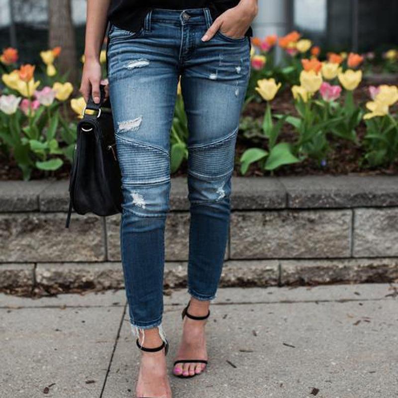 Women's Ripped Denim Jeans-MODAUTLET