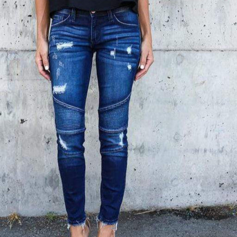 Women's Ripped Denim Jeans-MODAUTLET