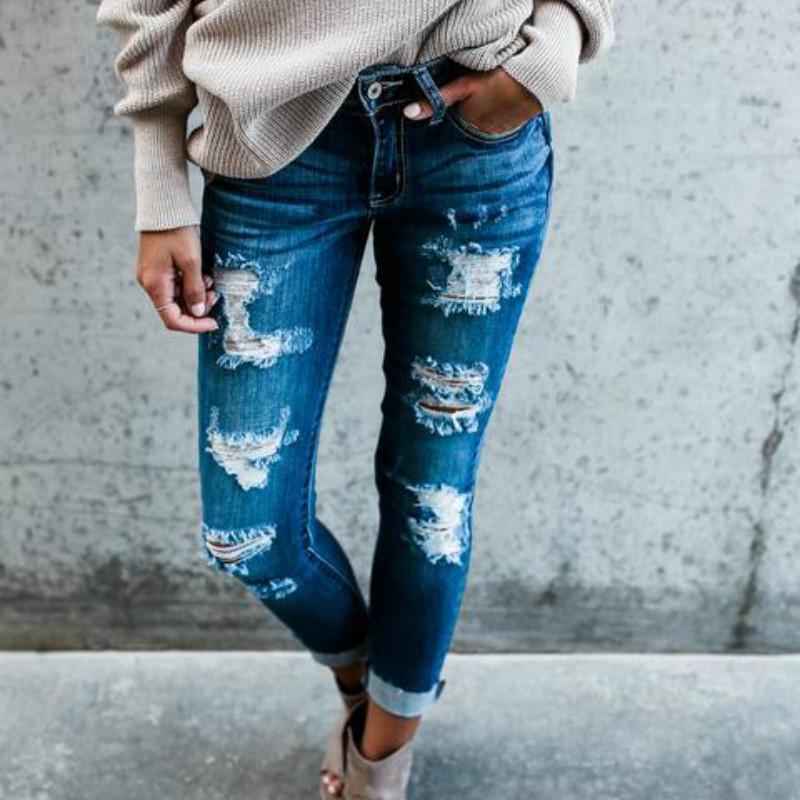 Skinny Ripped Jeans for Women-MODAUTLET