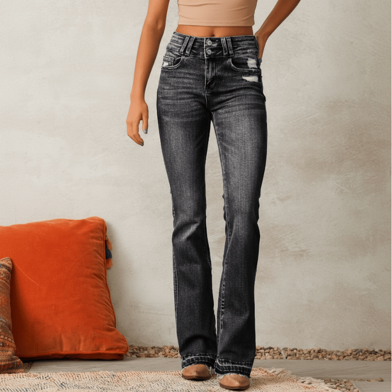 Jean déchiré coupe bootcut pour femme